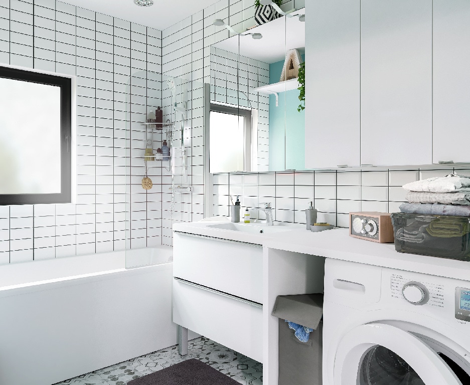 Dulap baie suspendat cu oglinda, argintiu, 100 x 90 x 15 cm  GoodHome Imandra