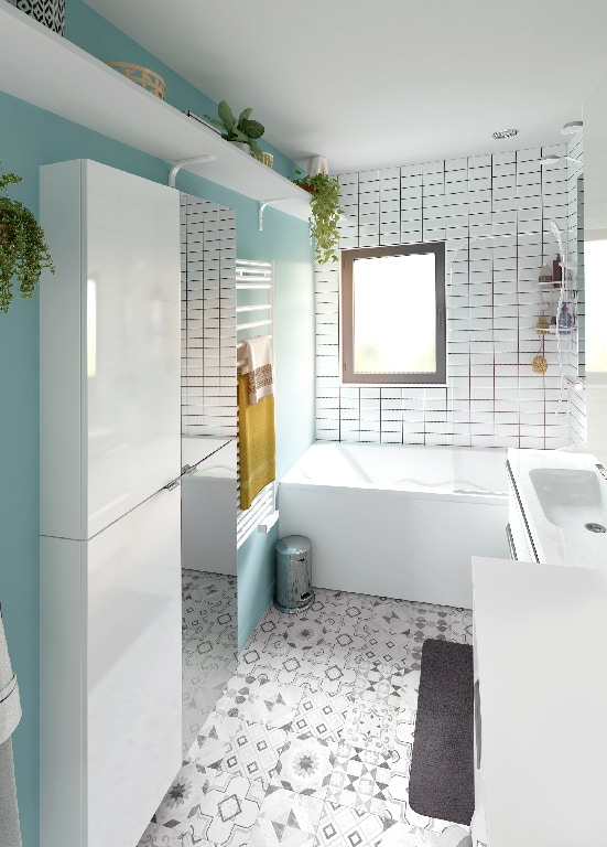 Dulap baie suspendat cu oglinda, argintiu, 100 x 90 x 15 cm  GoodHome Imandra