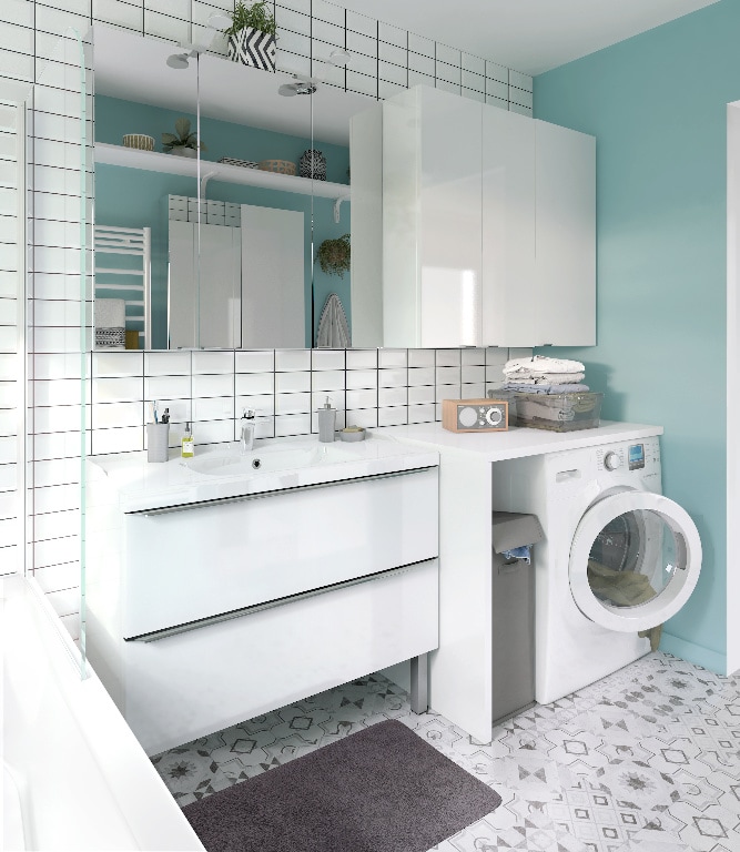 Dulap baie suspendat cu oglinda, argintiu, 100 x 90 x 15 cm  GoodHome Imandra