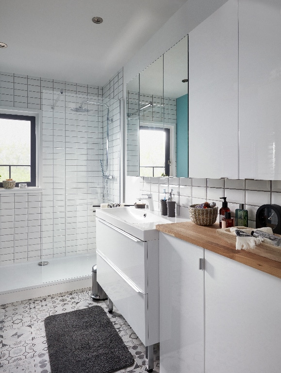 Dulap baie suspendat cu oglinda, argintiu, 100 x 90 x 15 cm  GoodHome Imandra