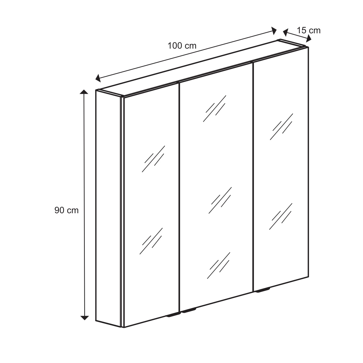 Dulap baie suspendat cu oglinda, argintiu, 100 x 90 x 15 cm  GoodHome Imandra