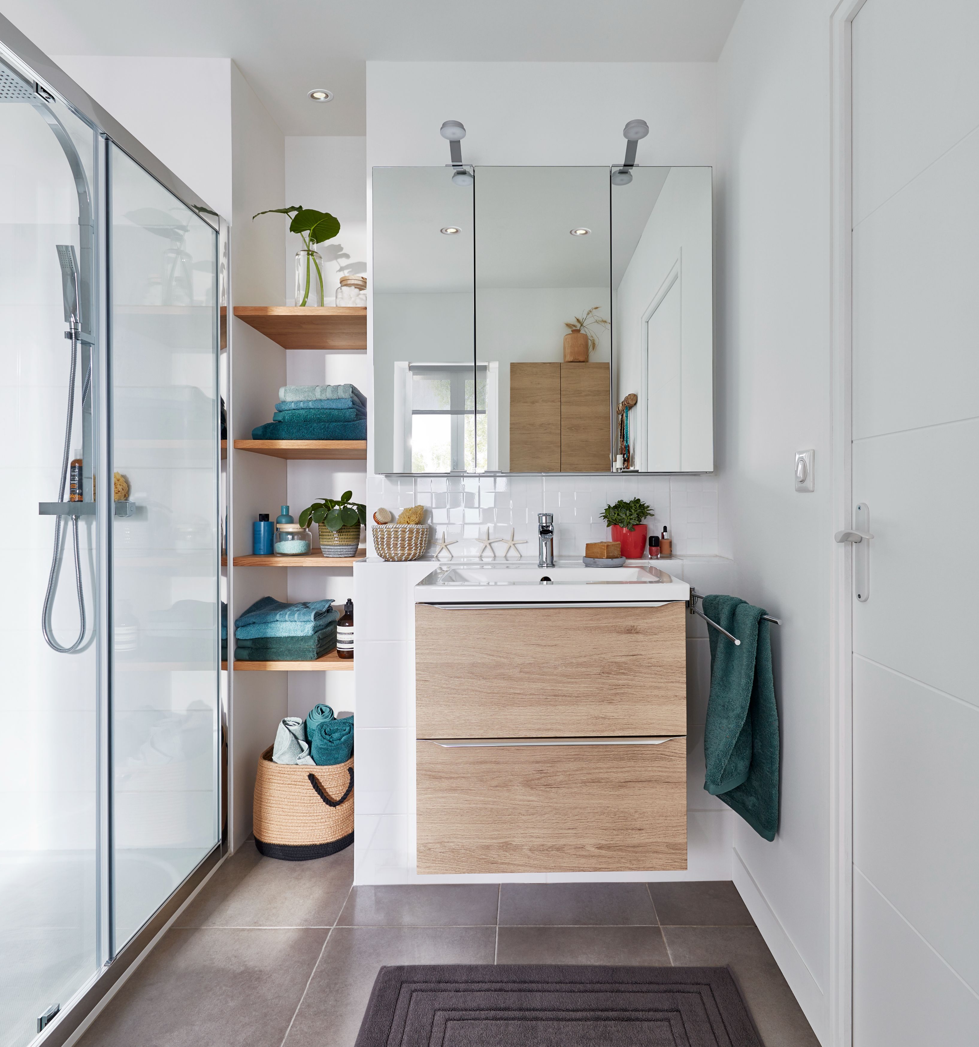 Dulap baie suspendat cu oglinda, argintiu, 100 x 90 x 15 cm  GoodHome Imandra