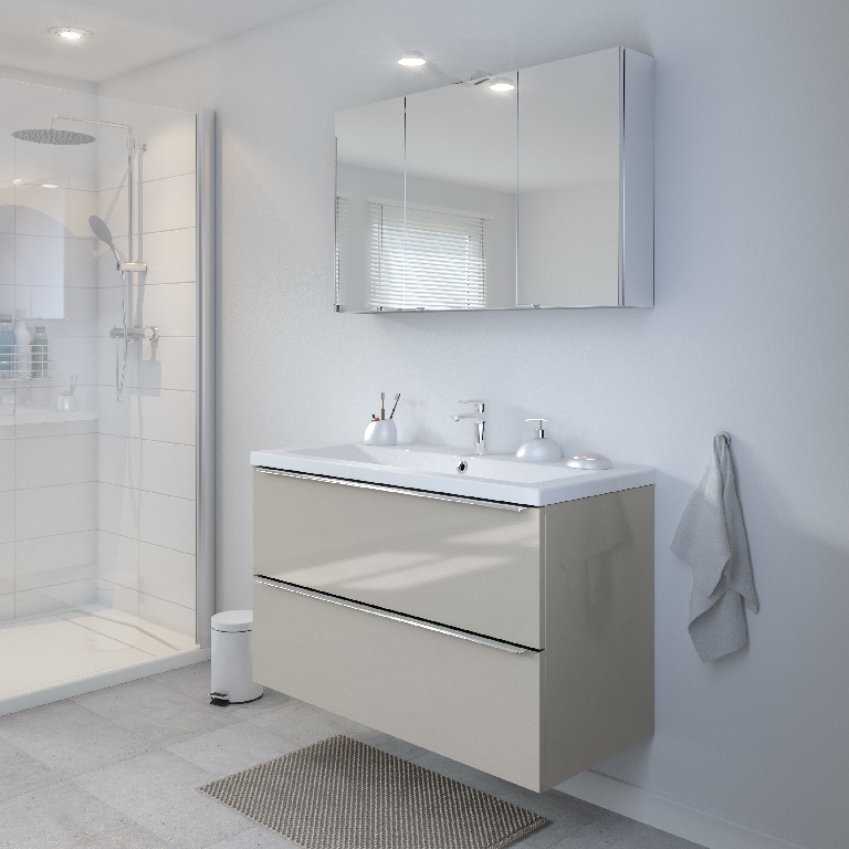 Dulap baie suspendat cu oglinda, alb, 100 x 60 x 15 cm  GoodHome Imandra