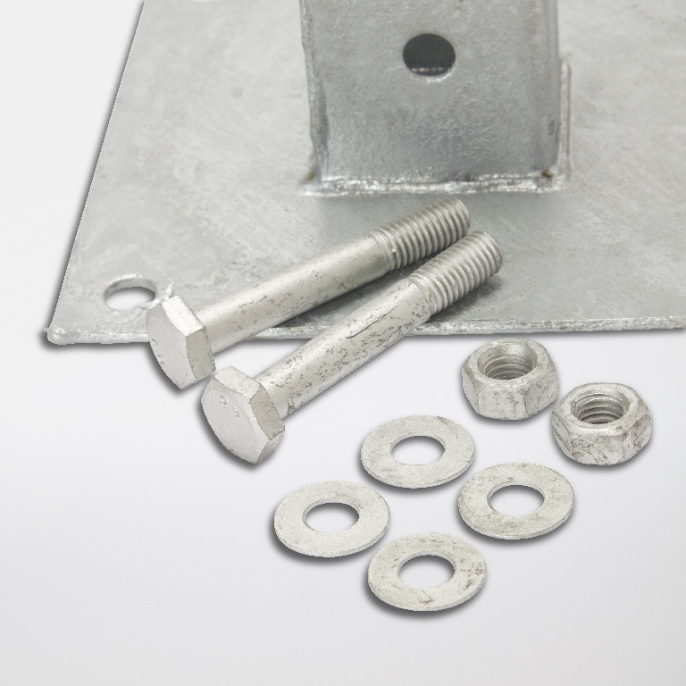 Suport metalic fixare stalp, 4.5 x 4.5 x 150 mm