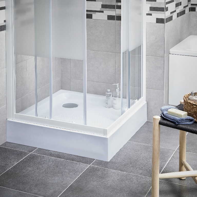 Cadita dus Cooke & Lewis Lagan, patrata, ABS si acril, 80 x 80 x 15 cm, alb