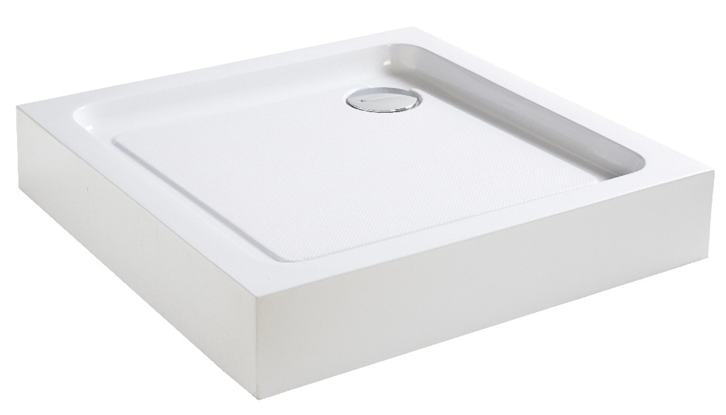 Cadita dus Cooke & Lewis Lagan, patrata, ABS si acril, 90 x 90 x 15 cm, alb