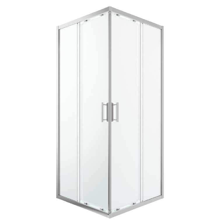 Cabina dus standard GoodHome Beloya, patrata, 90 x 90 x 195 cm, sticla securizata 8mm, profil crom
