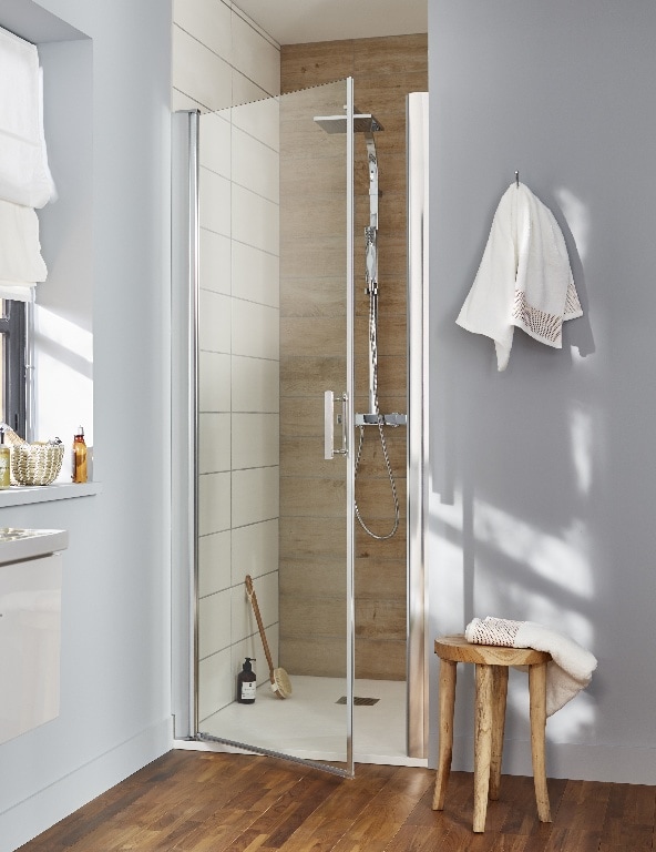 Usa pentru dus, aluminiu si sticla, pivotanta, cromat, 80 x 195 cm  Good Home Beloya