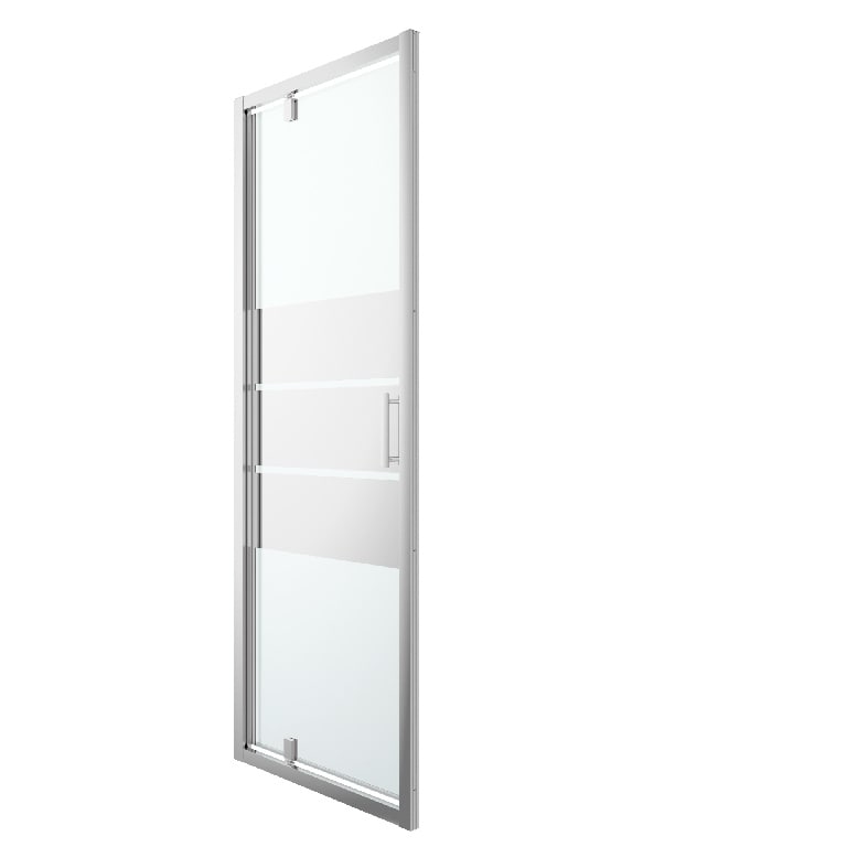 Usa dus pivotanta GoodHome Beloya, aluminiu, sticla oglinda, 80 x 195 cm, crom