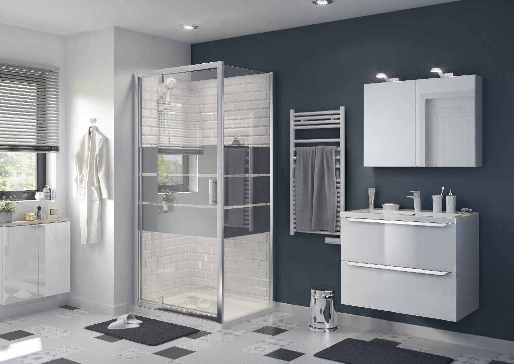 Usa pentru dus, pivotanta, aluminiu si sticla, cromat, 100 x 195 cm  Good Home Beloya