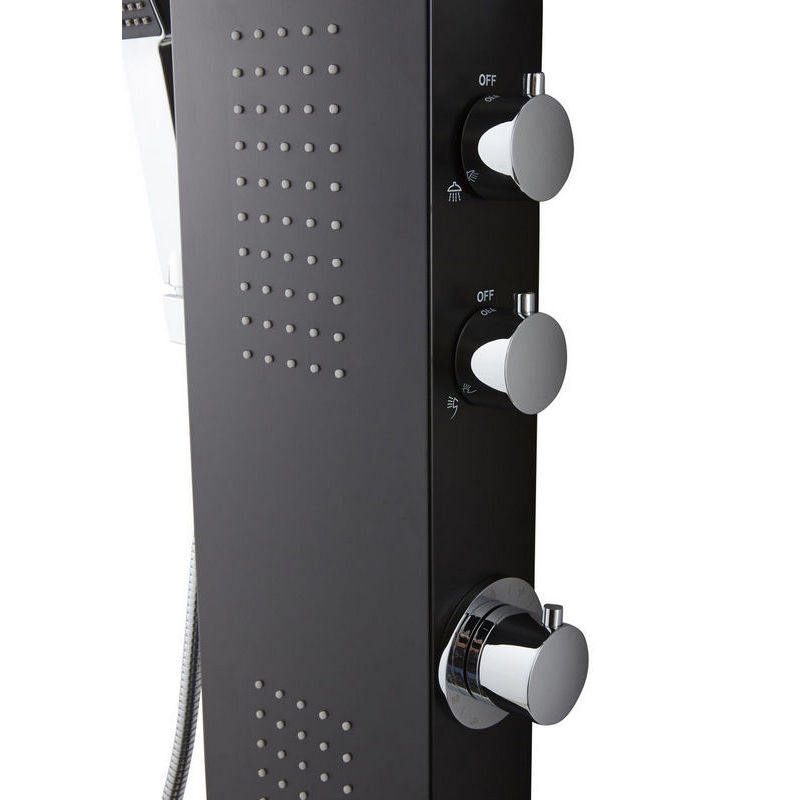 Panel de dus COOKE & LEWIS Magda, termostat, hidromasaj, 167 cm, negru