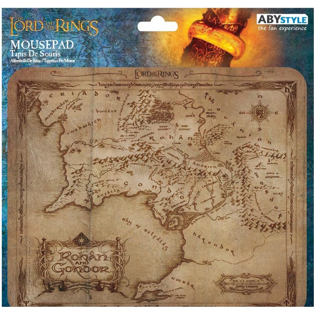 Mouse Pad Gaming ABYSSE CORP Lord Of The Rings Rohan & Gondor Map, 23.5 x 19.5 cm, maro