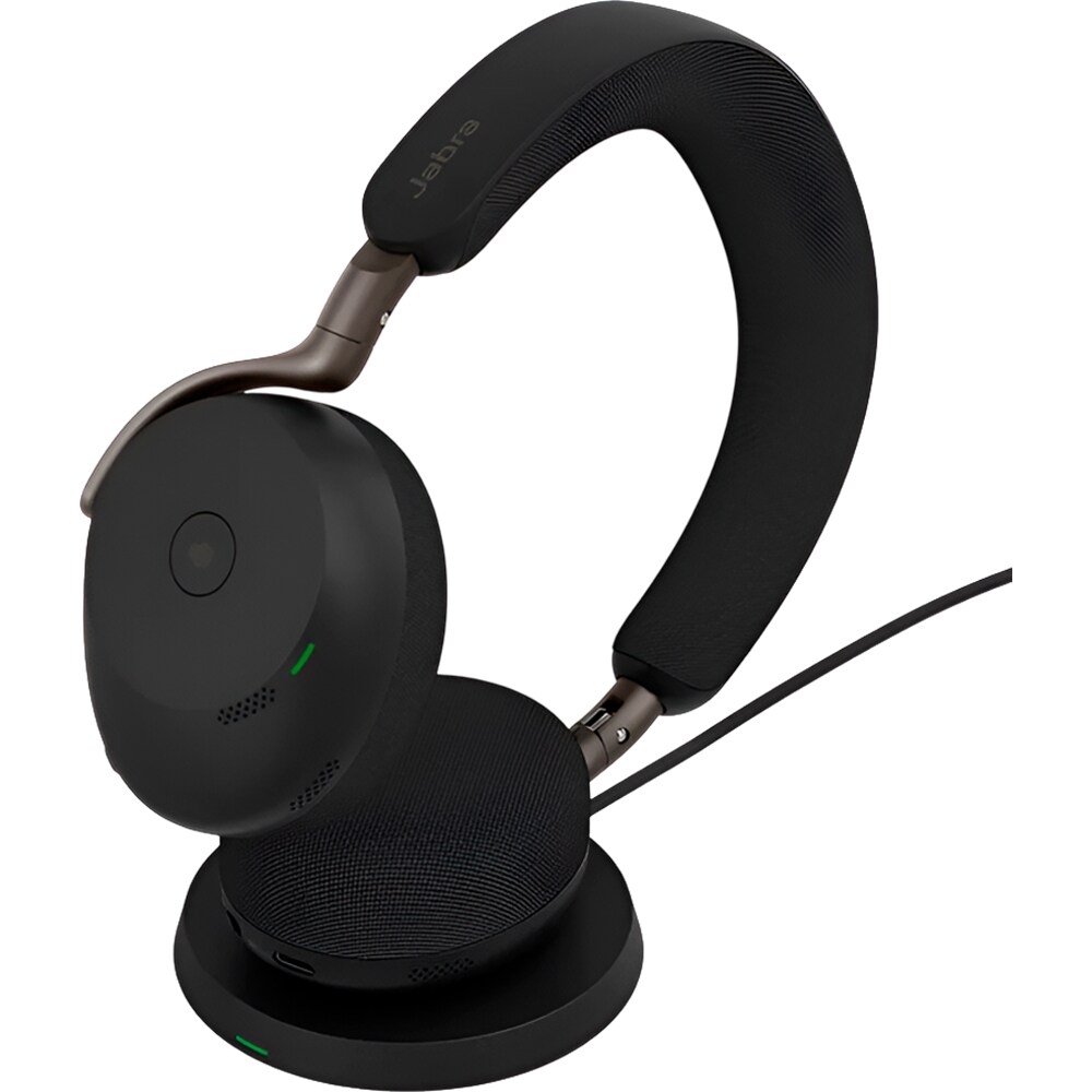 Casti Wireless teleconferinta JABRA Evolve3 75 UC, Stereo, Noise Cancelling, Bleutooth, USB-C, Wireless Charging Pad, negru