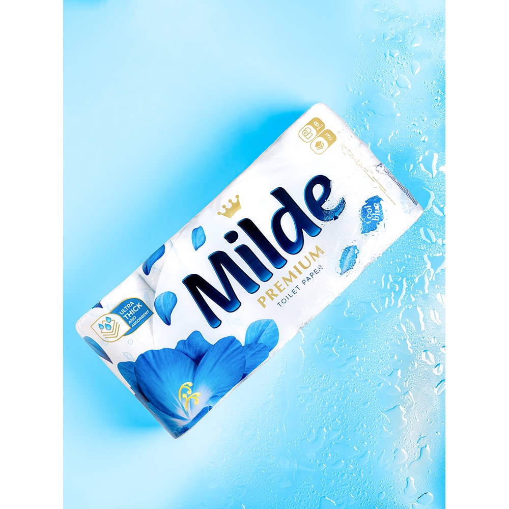Hartie igienica MILDE Cool Blue, 3 straturi, 8 role