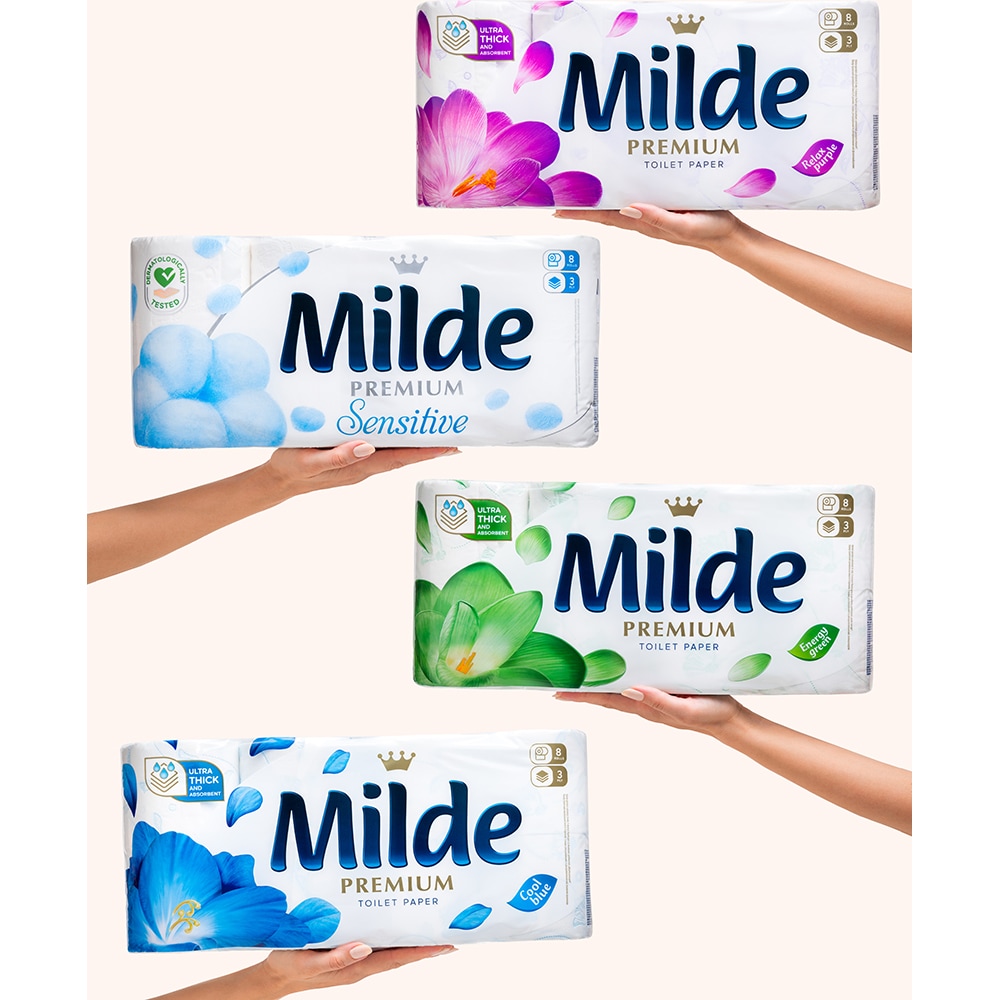 Hartie igienica MILDE Relax Purple, 3 straturi, 8 role