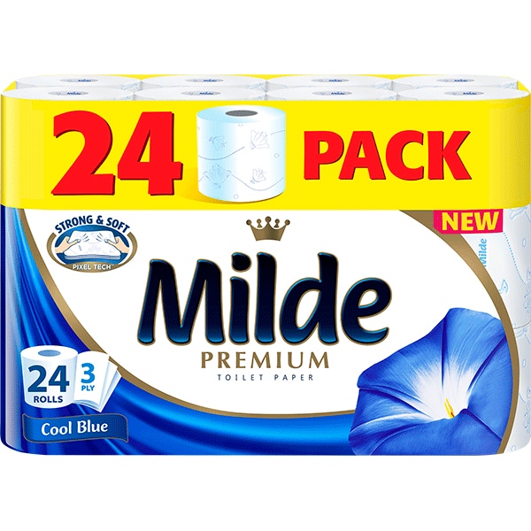 Hartie igienica MILDE Cool Blue, 3 straturi, 24 role