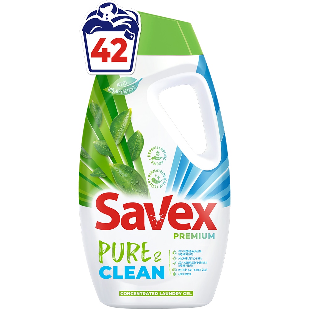 Detergent lichid SAVEX Premium Pure & Clean, 1.71 l, 42 spalari