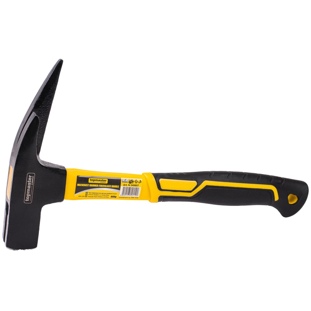 Ciocan de dulgherie TOPMASTER, maner din fibra, canal magnetic, negru-galben