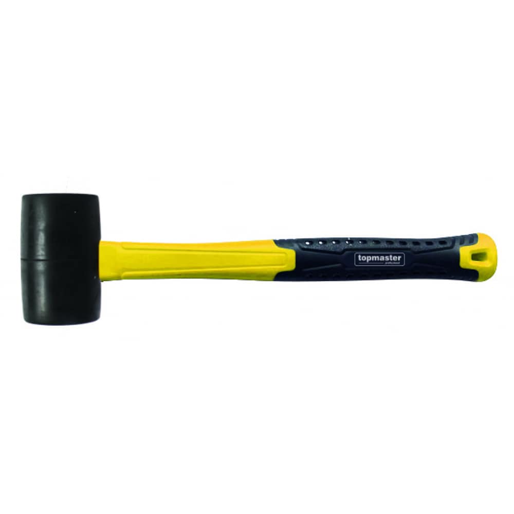 Ciocan din cauciuc TOPMASTER, maner din fibra de sticla, negru-galben