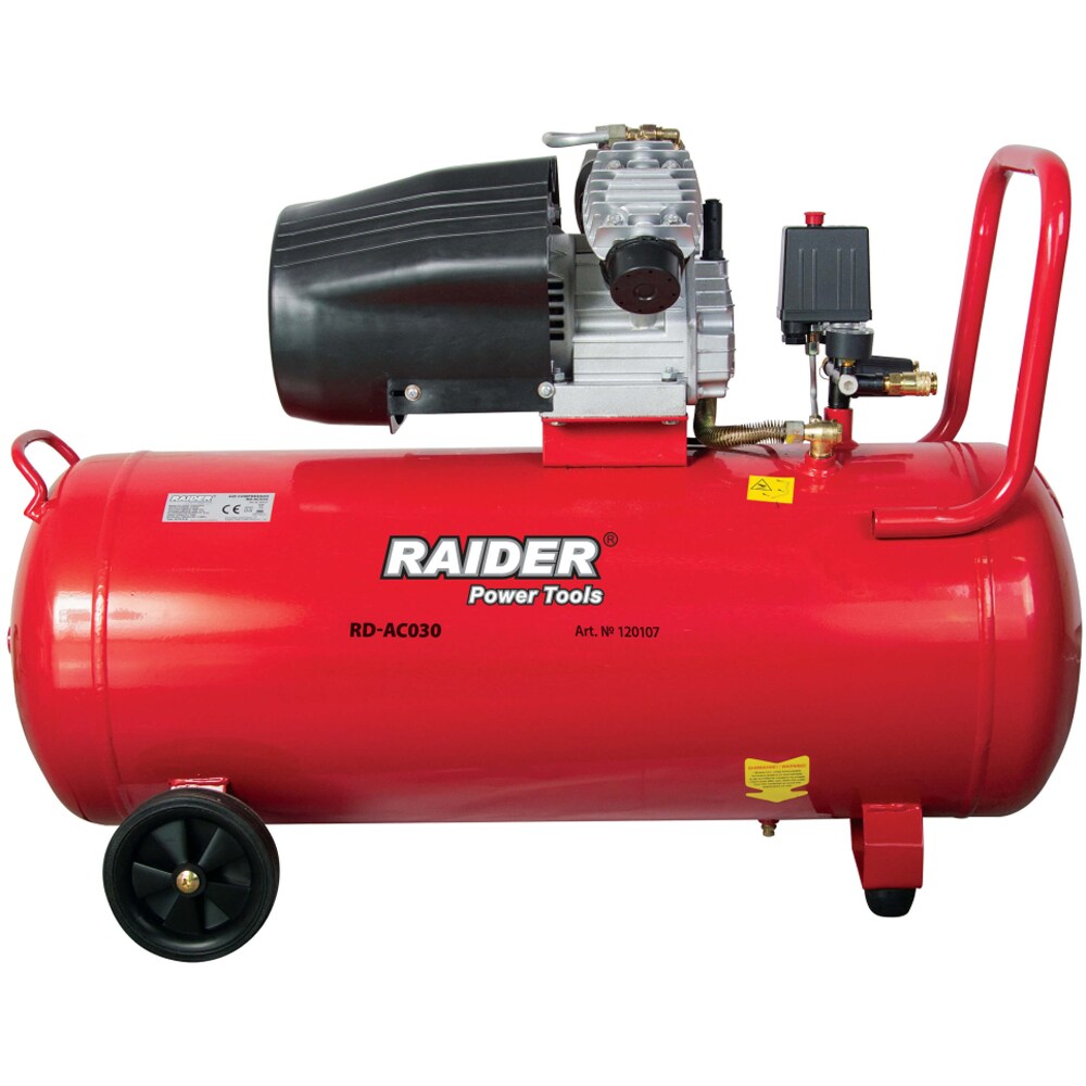 Compresor aer RAIDER, cu ulei, 100 litri, 3 CP, 8 bar