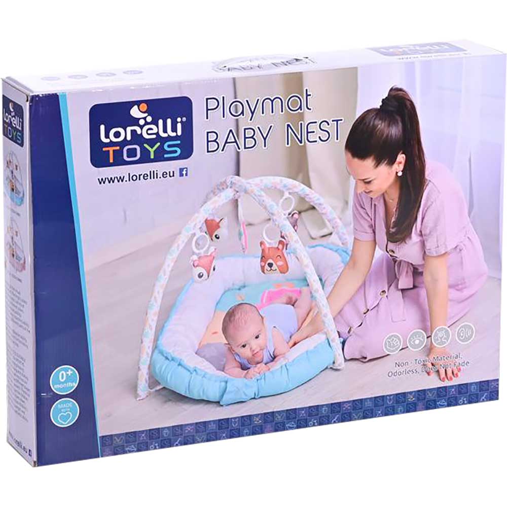 Saltea de joaca BERTONI-LORELLI Baby Nest LOR3100, 0 luni+, albastru-alb