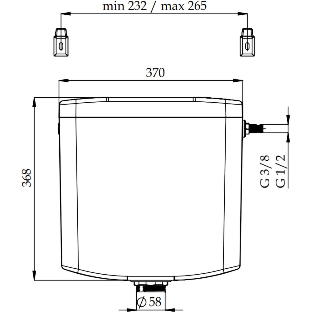 Rezervor suspendat Nikiplast, 37 x 37 x 13cm, 6l, alb