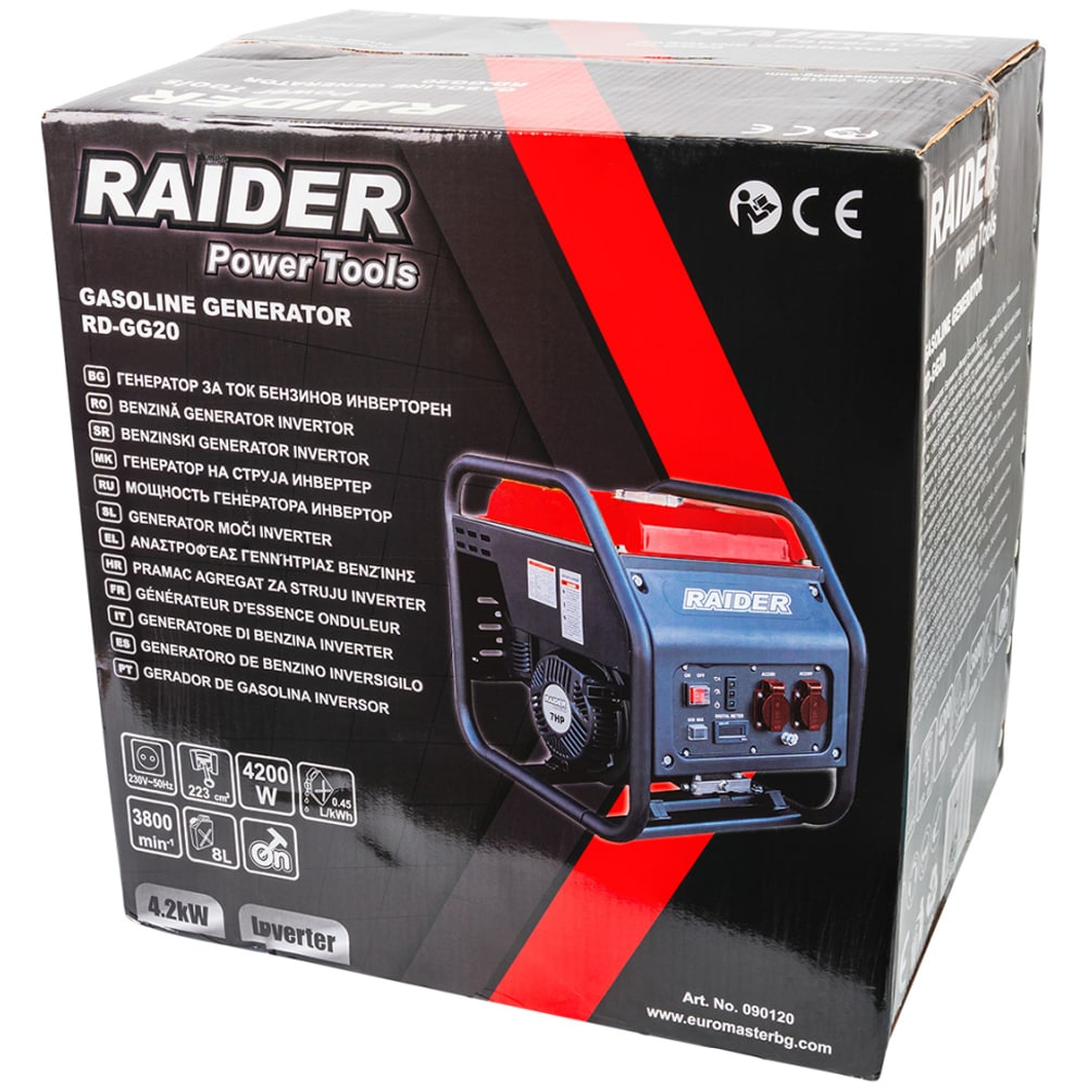 Generator de curent electric RAIDER RD-GG20, 4200W, 4 timpi, benzina