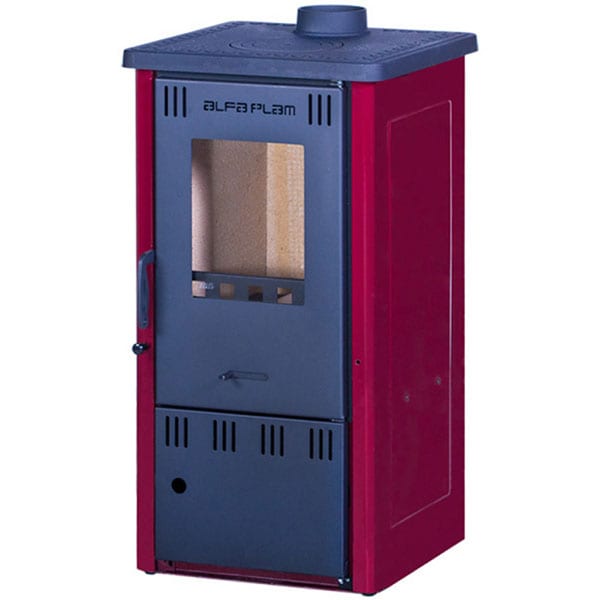 Soba pe combustibil solid ALFA PLAM Elita 2,6 kW, rosu-negru
