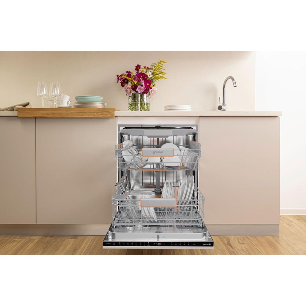 Masina de spalat vase incorporabila GORENJE GV693A65UVAD, 16 seturi, 8 programe, 60 cm, Clasa A, panou comanda negru