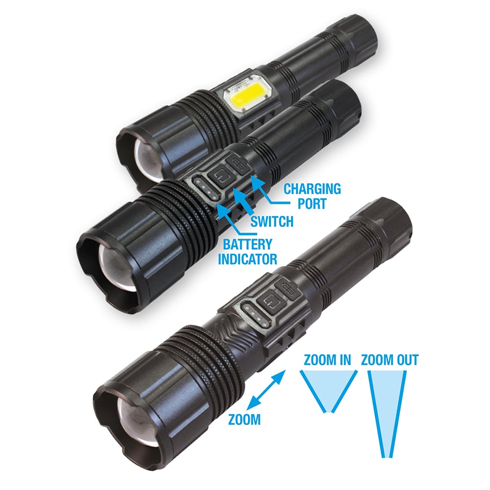 Lanterna LED PROMELEK, 600lm, acumulator 1200 mAh, negru