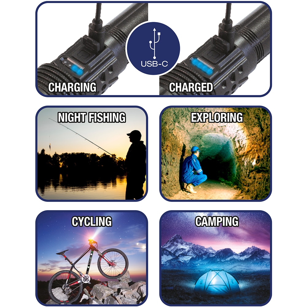 Lanterna LED PROMELEK, 600lm, acumulator 1200 mAh, negru