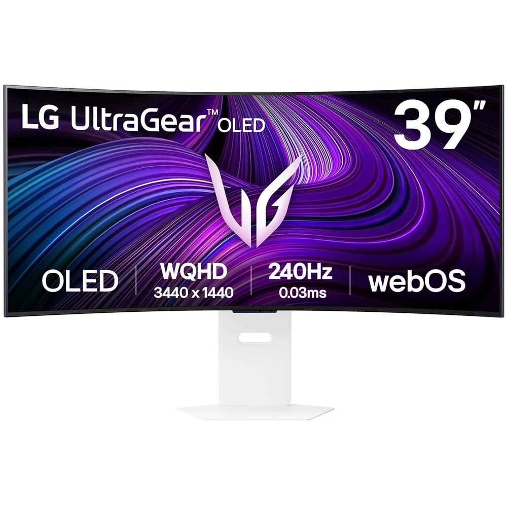 Monitor gaming curbat OLED LG UltraGear 39GX90SA-W, 39", WQHD, 240 Hz, FreeSync Premium Pro, HDR10, boxe, alb