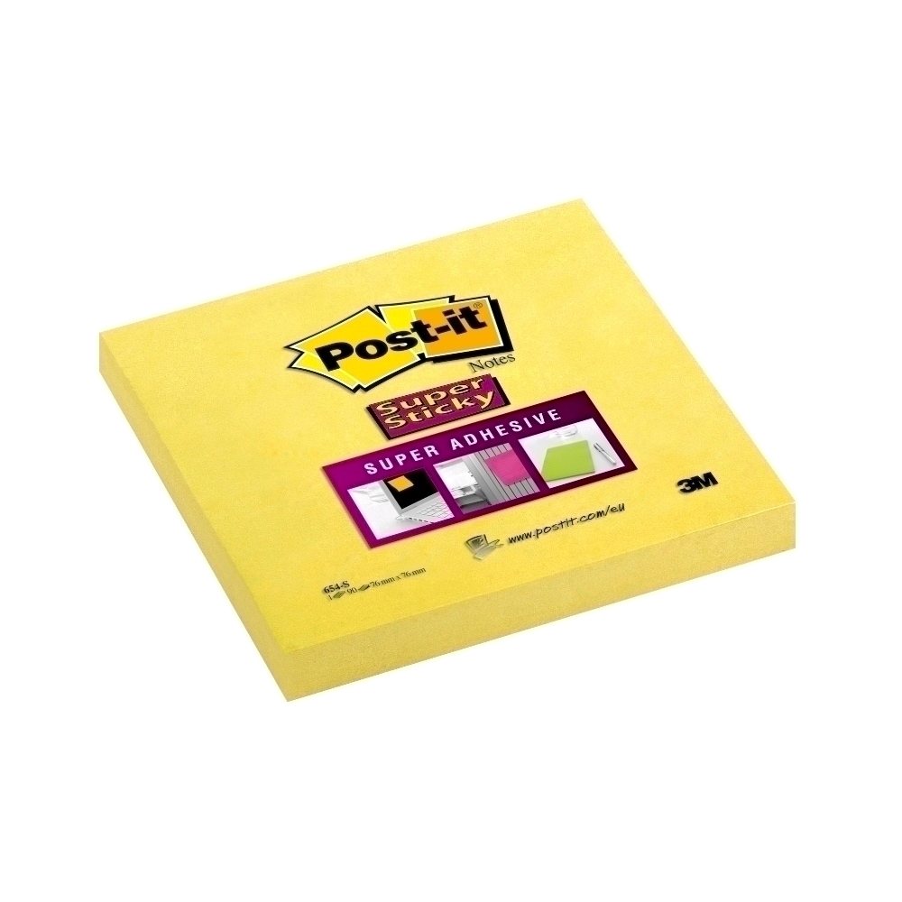 Notite adezive 3M Super Sticky, 90 file, 76 x 76mm, galben
