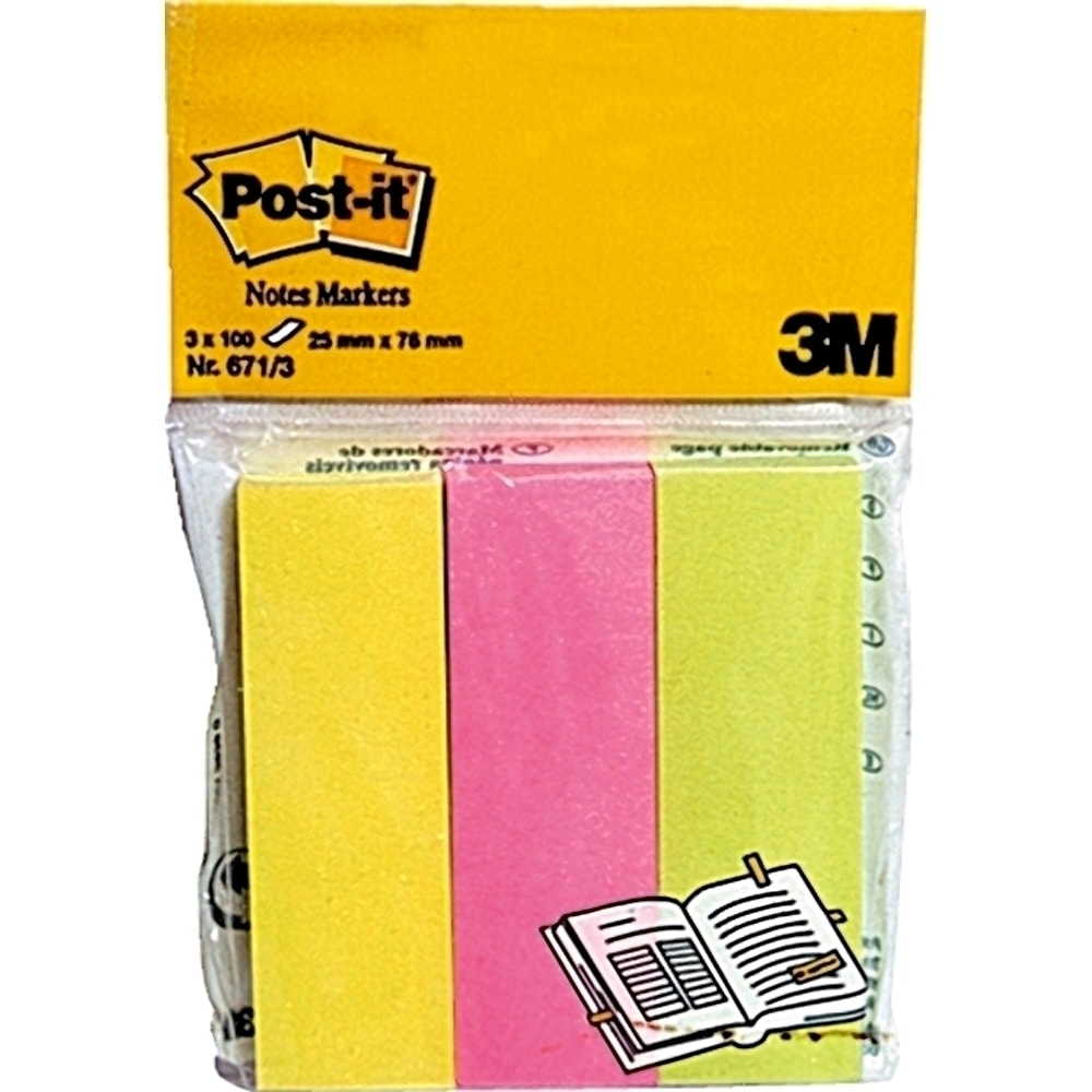 Index autoadeziv POST-IT, 25 x 76 mm, hartie, 300 file, diverse culori