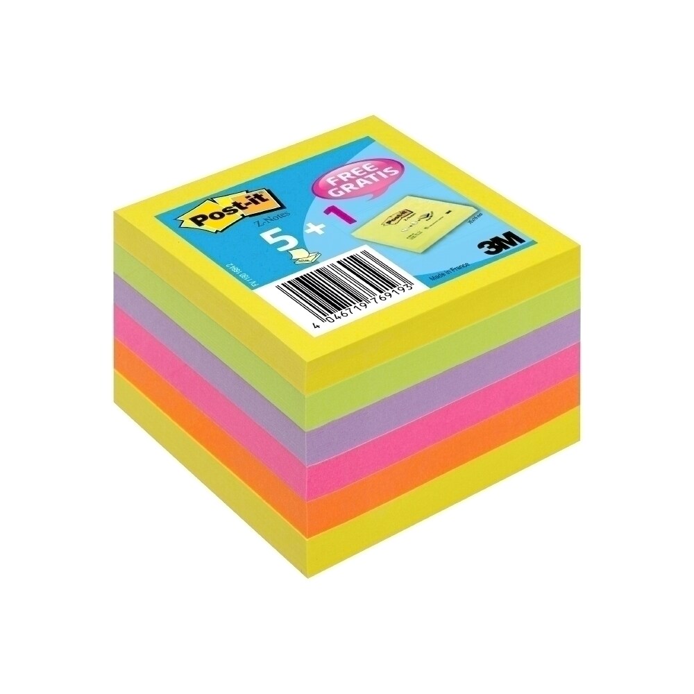 Notite adezive 3M Z-Notes, 600 file, 76 x 76mm, diverse culori
