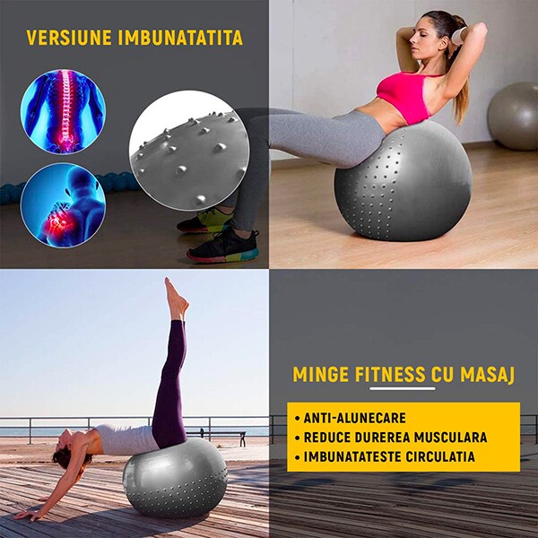 Minge gimnastica PROGRESSIVE GYM-BALL-65, 65 cm, verde