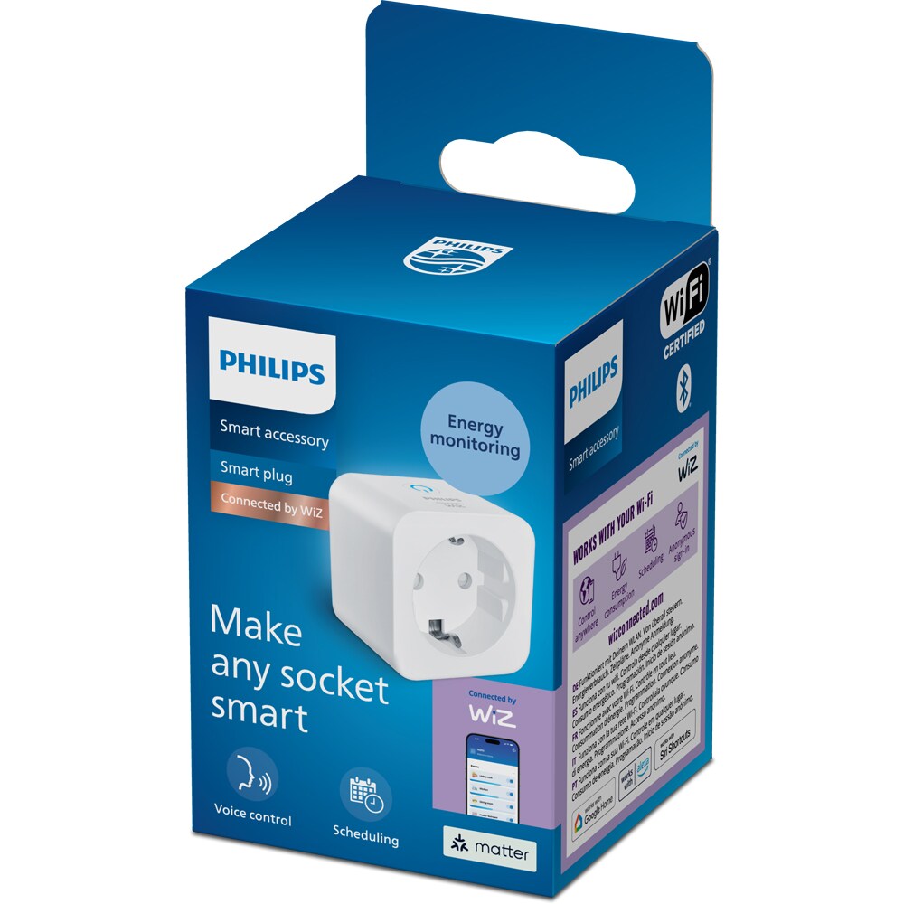 Priza inteligenta PHILIPS 929004751921, Wi-Fi, WiZ, IP20, Power Meter, alb