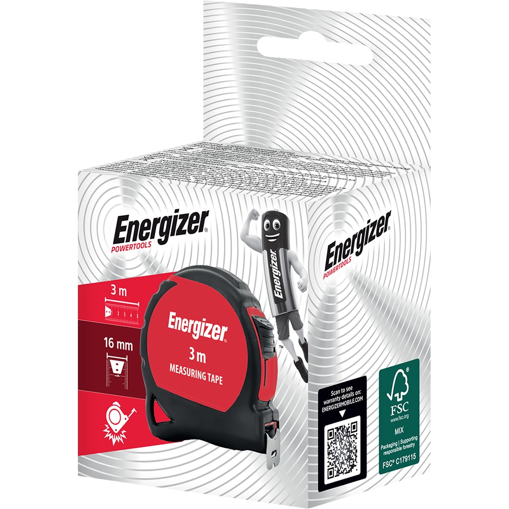 Ruleta ENERGIZER 3MT03, 3m, ABS, rosu