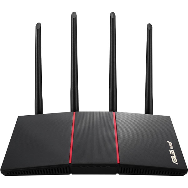 Router Wireless Gigabit ASUS RT-AX55, Wi-Fi 6, Dual-Band 574 + 1201 Mbps, negru