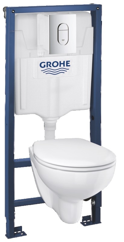 Set WC 5 in 1, alb, suspendat, 3/6 L, scurgere orizontala  Solido Grohe