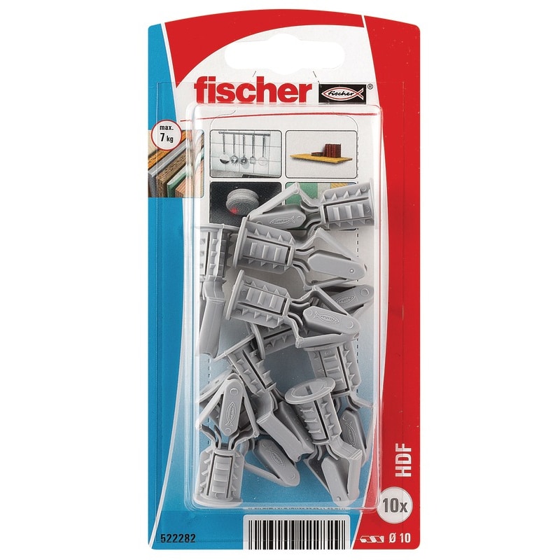 Diblu gips carton FISCHER, 10 buc, nailon, gri