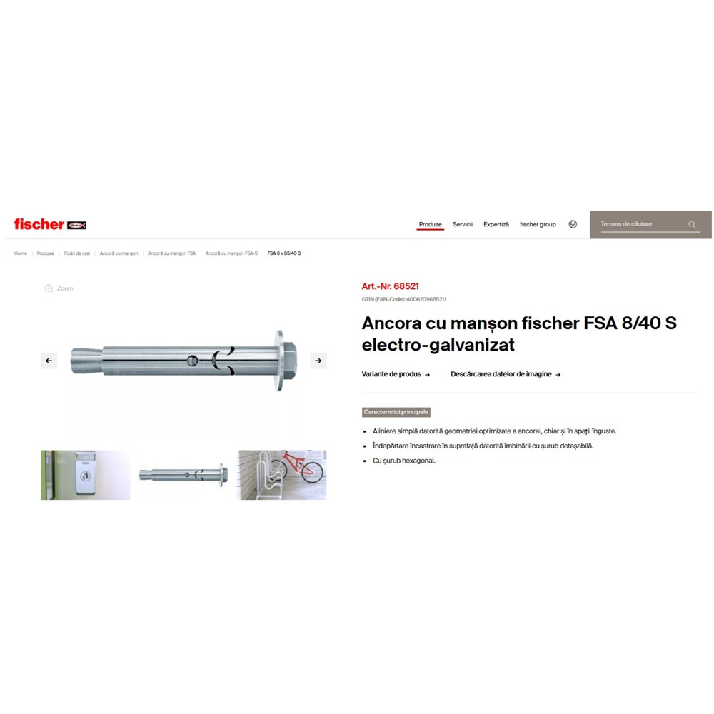 Ancora beton FISCHER FSA, 8 x 90mm, 50buc