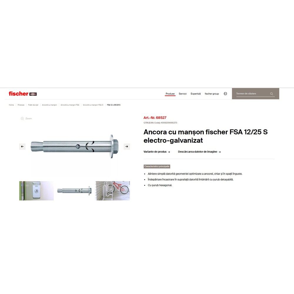 Ancora beton FISCHER FSA, 12 x 90mm, 20buc