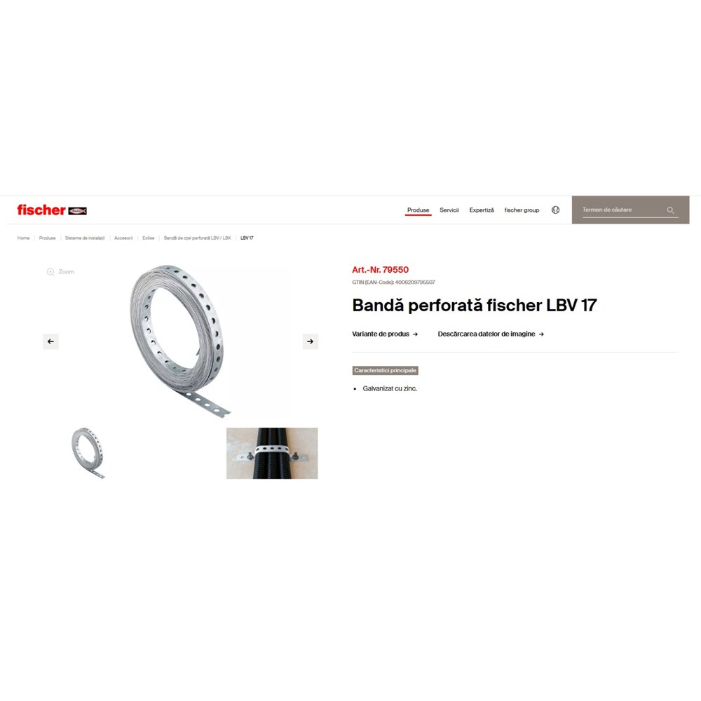 Brida fixare universal FISCHER LVB, 17 x 1000mm, 1buc
