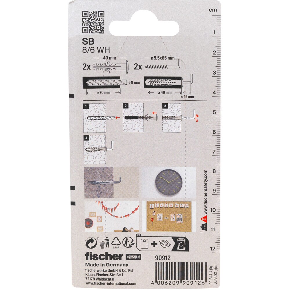 Surub cu diblu universal FISCHER SB, 8 x 65mm, 2buc