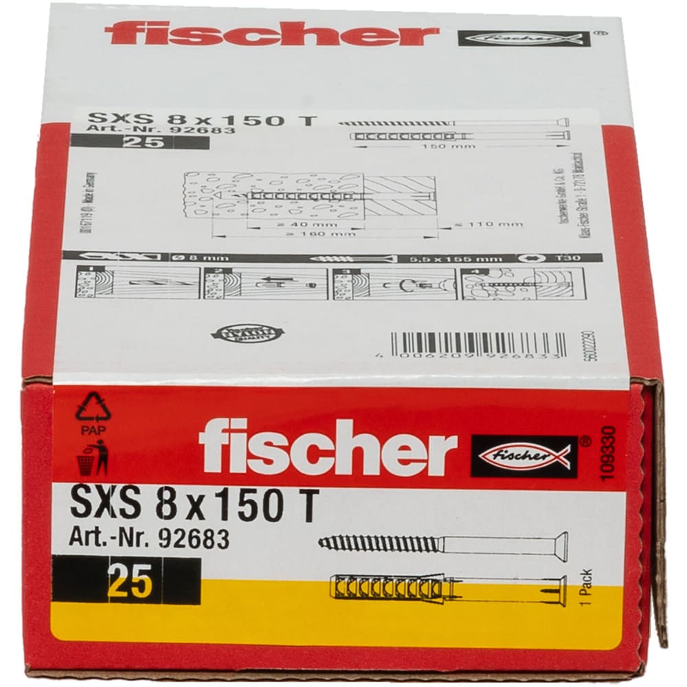 Surub cu diblu beton FISCHER SXS, 8 x 155mm, 25buc