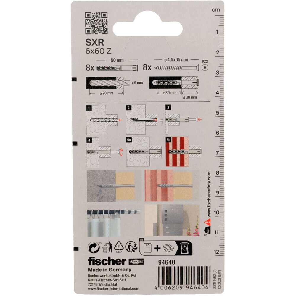 Surub cu diblu universal FISCHER SXS, 6 x 60mm, 8buc
