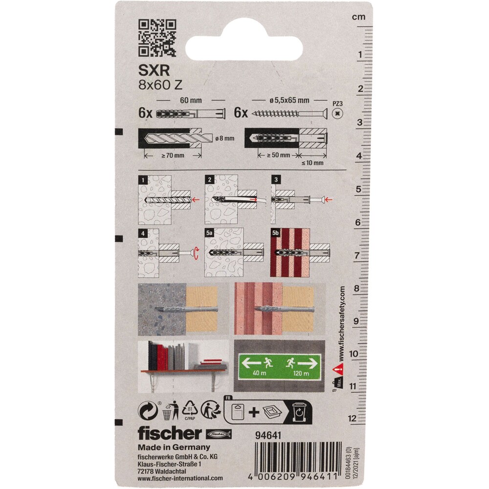 Surub cu diblu universal FISCHER SXS, 8 x 60mm, 6buc