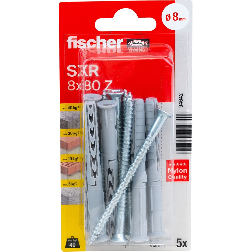 Surub cu diblu universal FISCHER SXS, 8 x 80mm, 5buc