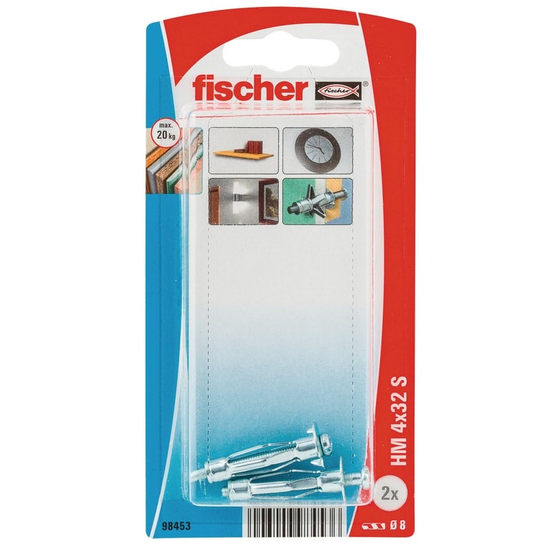 Ancora gips carton FISCHER HM 4 x 32 S, 2 buc, metal, argintiu